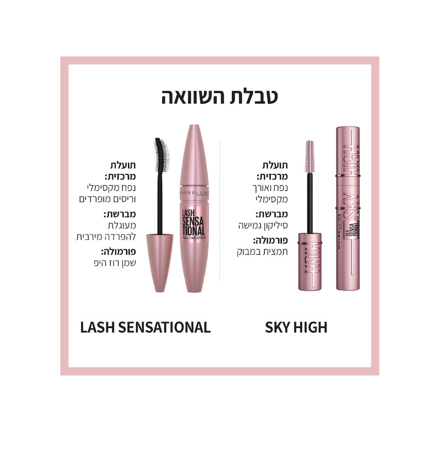 MAYBELLINE - SKY HIGH CLIS Sensational מסקרה לאפקט הארכה מקסימלי ונפח מלא של הריסים