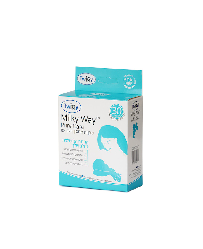 TWIGY - 30 שקיות 250 מ"ל לשאיבה ואכסון חלב אם עם סוגר כפול